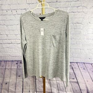 Banana Republic LuxeSpun Long Sleeve Relaxed Fit Top Heathered Gray Large NWT